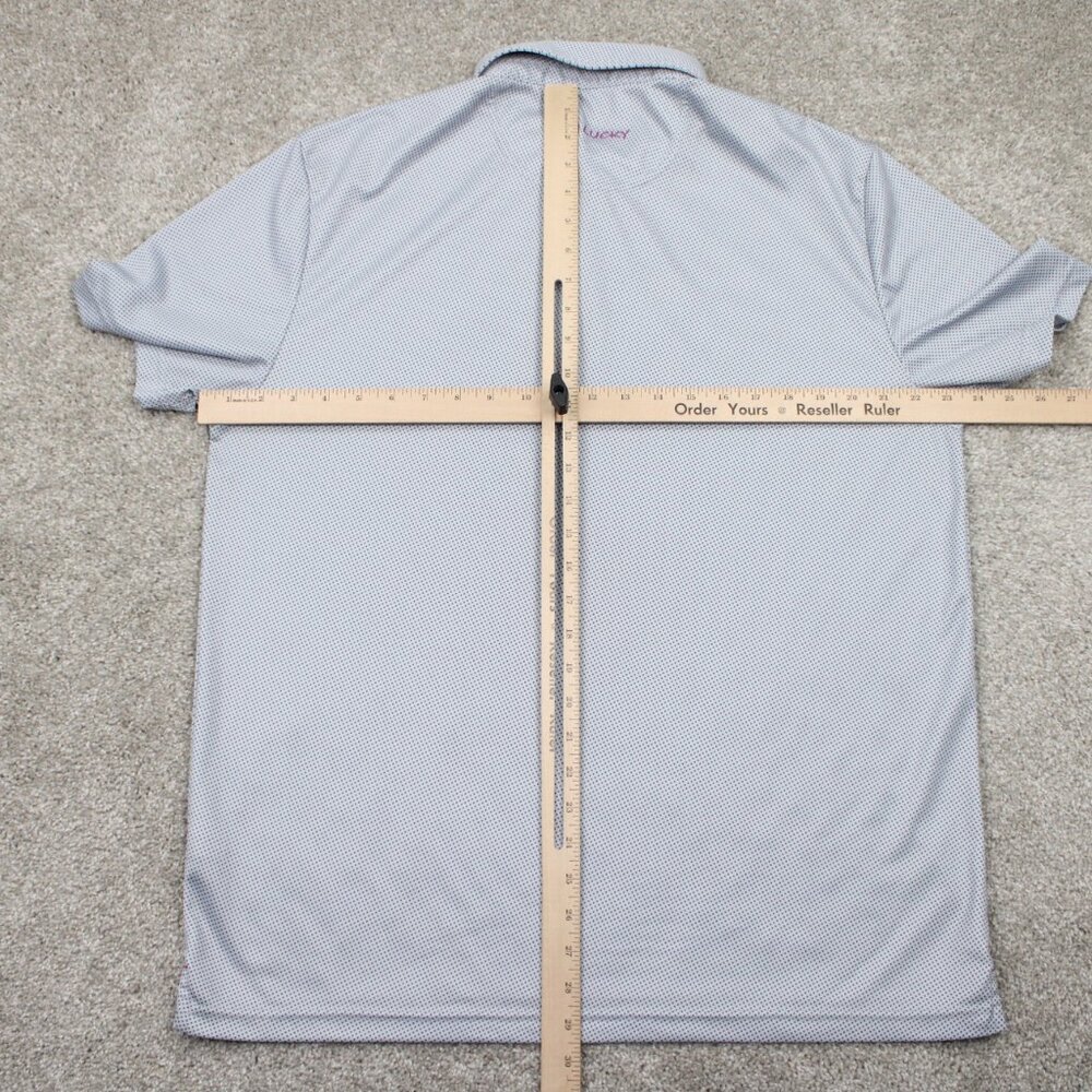 Black Clover Polo Shirt Adult XL White/Blue Geometric Polyester S/S Pullover - Picture 10 of 13